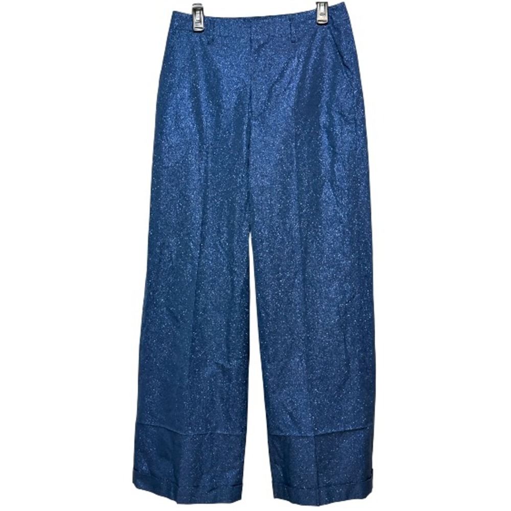 Ralph Lauren Women's Metallic Lightweight Wide Leg Pants Size 6 Old Money Glam